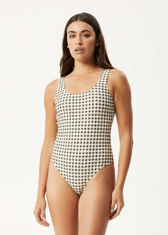 AFENDS Womens Gambet - Check One Piece - Black / Sand