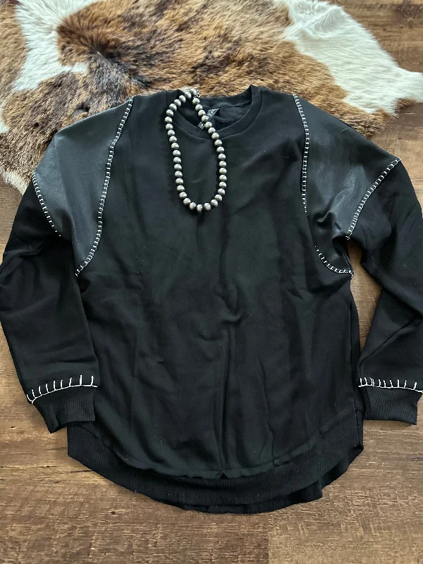 Black Stitched Sweatshirt