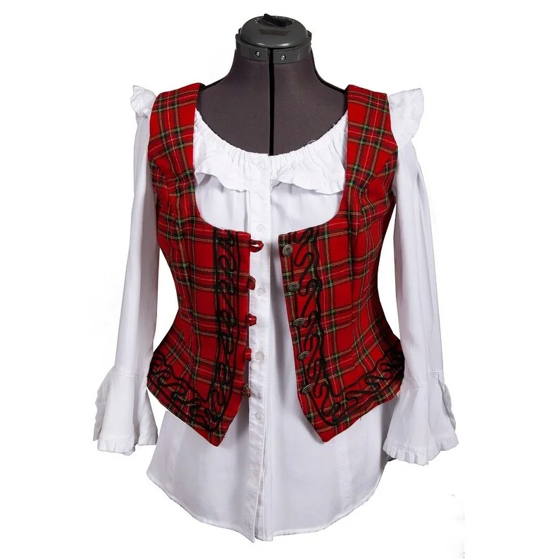 Scully Western Vest Womens Tartan Plaid Wool Button Red F0_SH5002