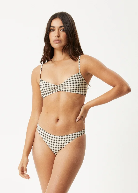 AFENDS Womens Gambet - Check Bikini Bottom - Black / Sand