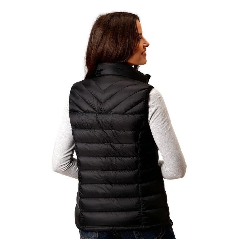 Roper Western Vest Womens Quilted Parachute Black 03-098-0685-6186 BL