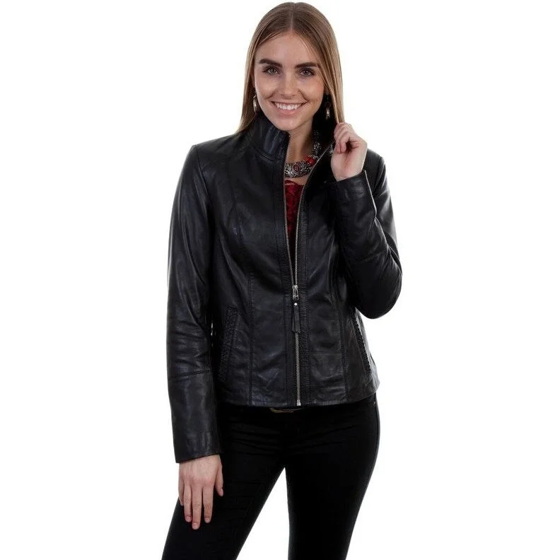 Scully Western Jacket Womens Front Closure Stand Collar Leather F0_L5