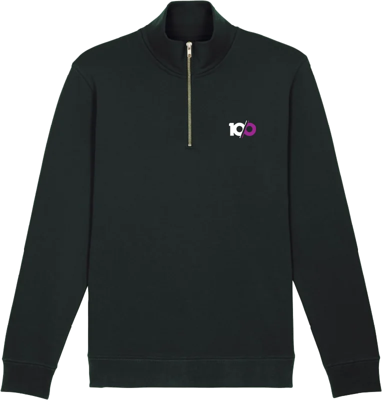 ten/o - 'Logo' Embroidered Quarter Zip - Black