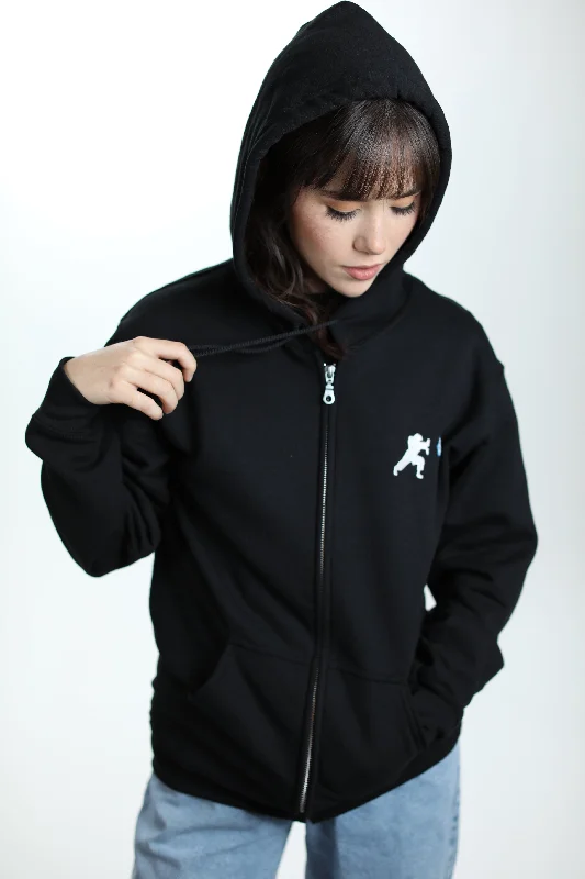 STREET FIGHTER - 'Ryu Hadoken' Embroidered Full-Zip Hoodie - Black