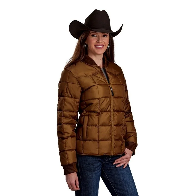 Roper Western Jacket Womens Rib Knit Quilted Brown 03-098-0761-0603 BR