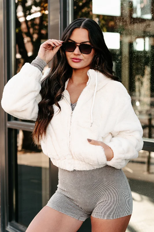 Heavenly Feels Faux Fur Hooded Jacket (Ivory)