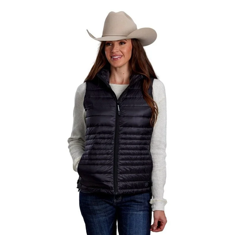 Roper Western Vest Womens Quilted Down Zip Black 03-098-0685-6000 BL