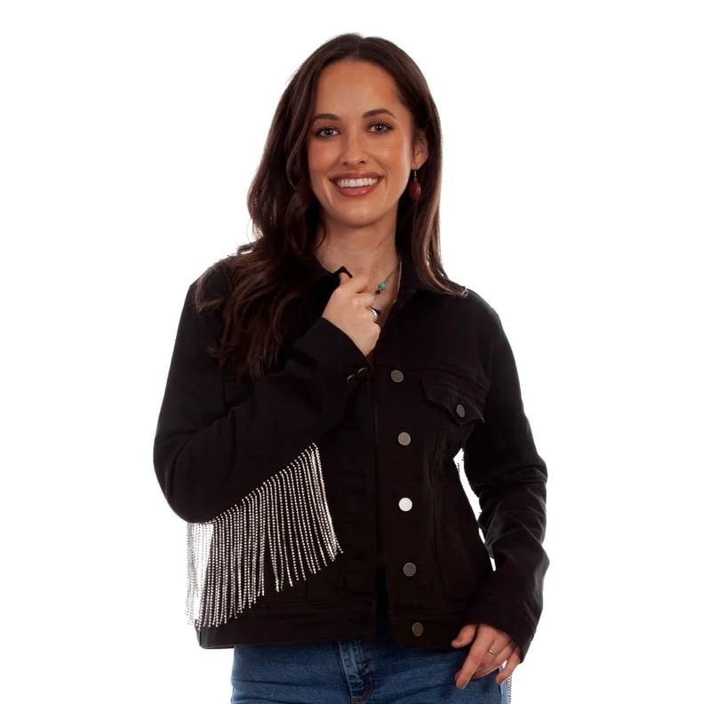 Scully Western Jacket Womens Button Rhinestone Fringe F0_HC792