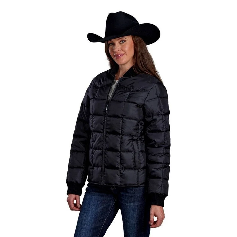 Roper Western Jacket Womens Quilted Rib Knit Black 03-098-0761-0600 BL