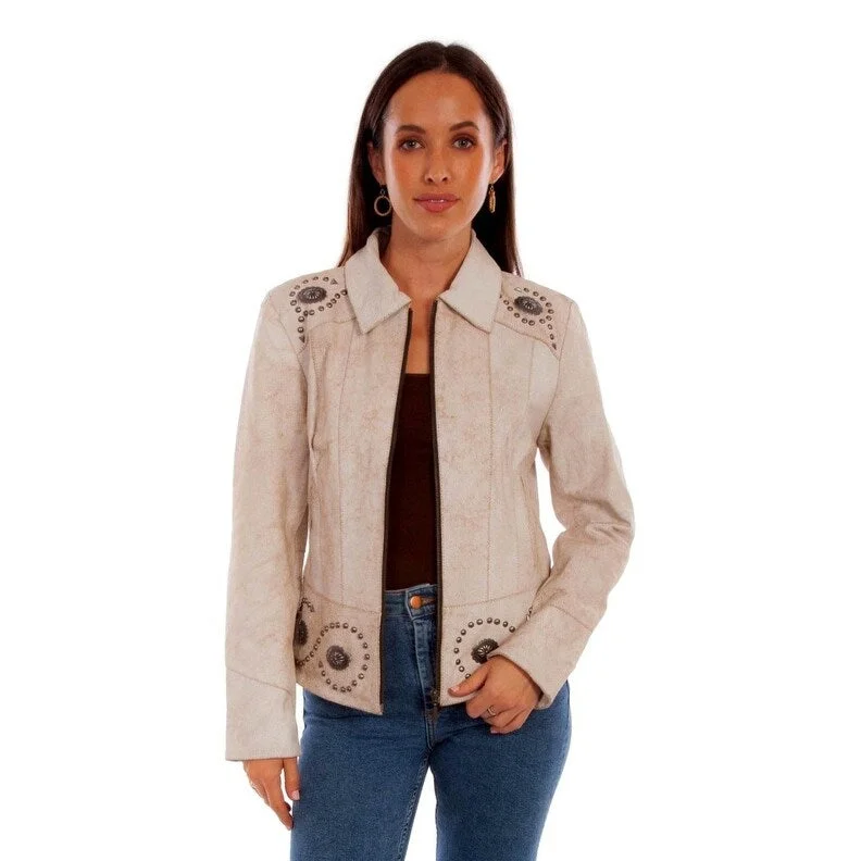 Scully Western Jacket Womens Snap Concho Stud Accents Cream F0_L1101