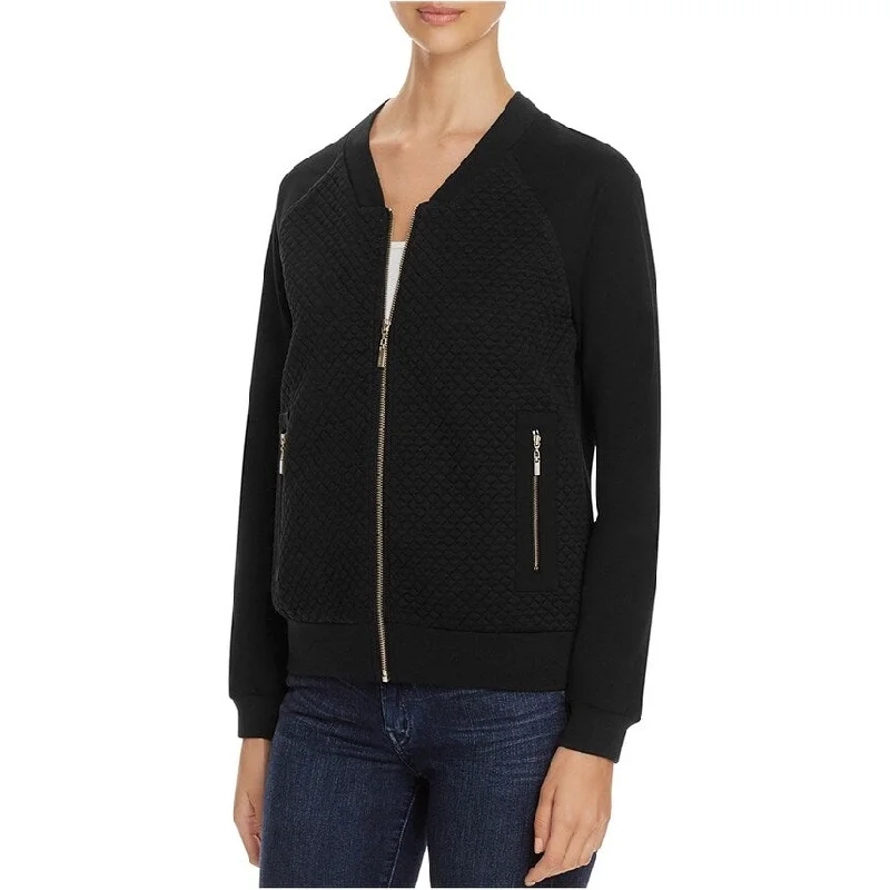 Finity Womens Quilted Knit Bomber Jacket