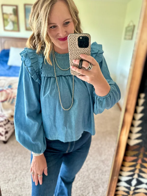 Denim Ruffled Top