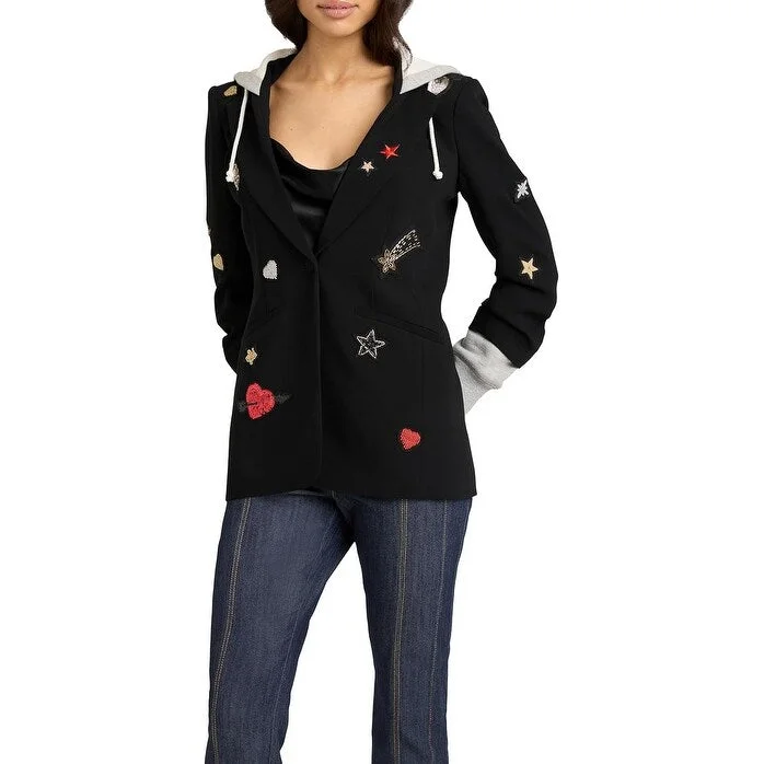 Cinq a Sept Women's Nebula Embroidered Hooded Khloe Jacket Black