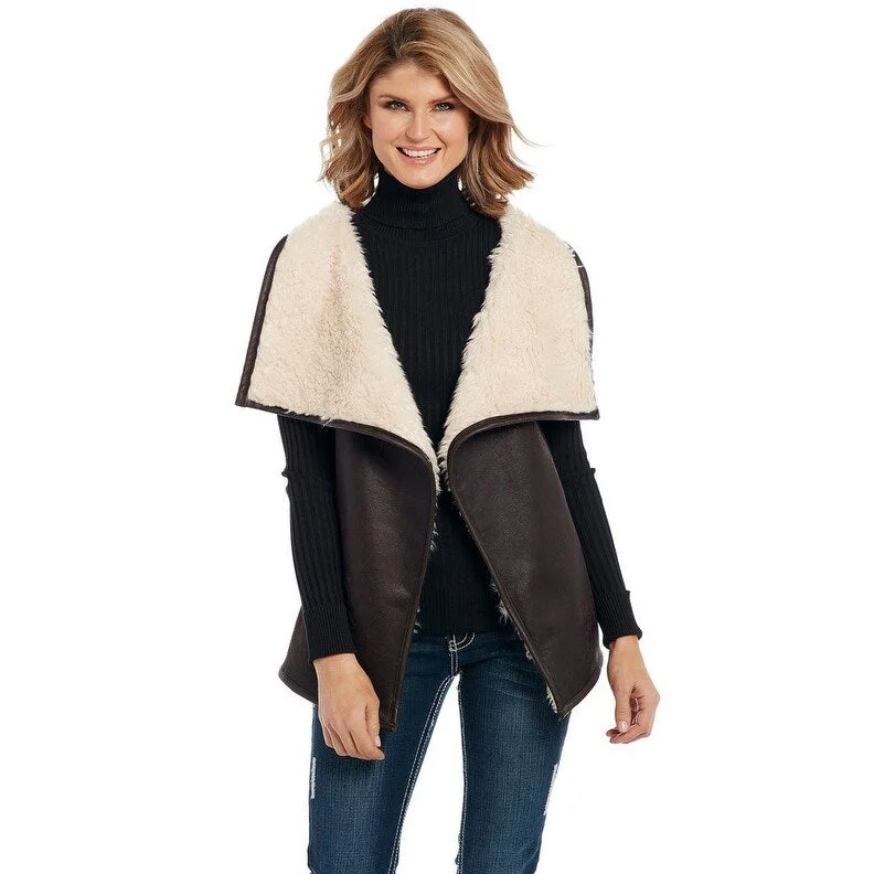 Cripple Creek Western Vest Womens Shearling Trim Pinecone CW8750