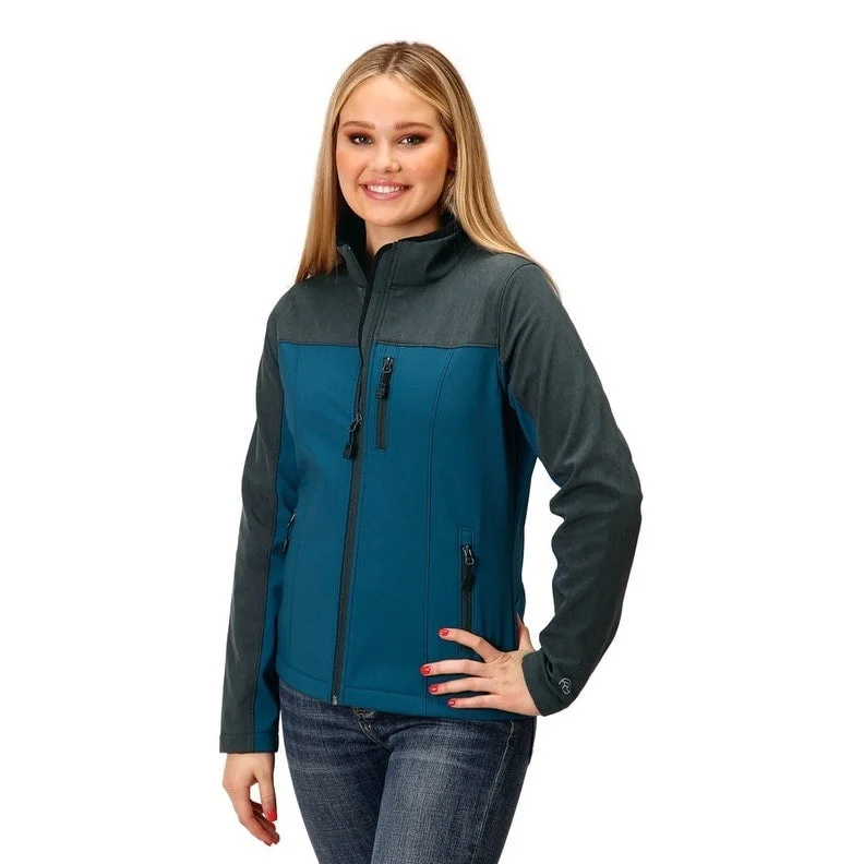 Roper Western Jacket Womens Soft Shell Logo Teal 03-098-0780-0621 GR