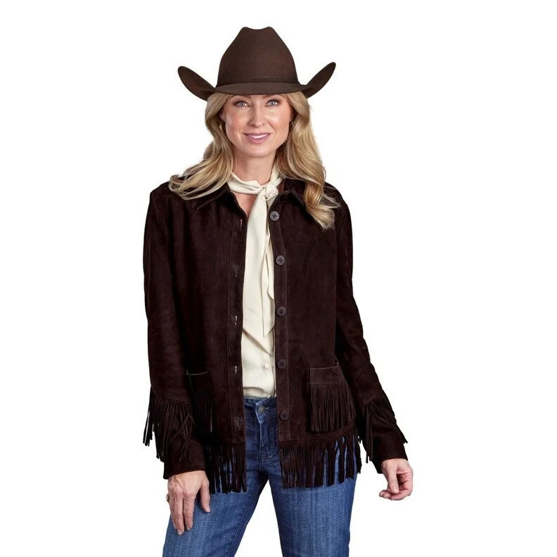 Stetson Western Jacket Womens Button Fringe Brown 11-098-0539-7103 BR