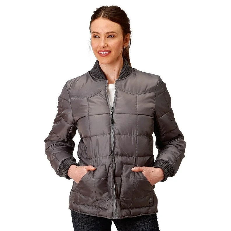 Roper Western Jacket Womens Zipper Quilted Gray 03-098-0761-0527 GY