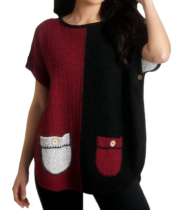 Reversible Poncho In Winecombo