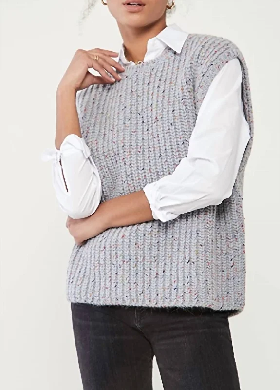 Touch Sleeveless Knit Sweater in Ice Blue