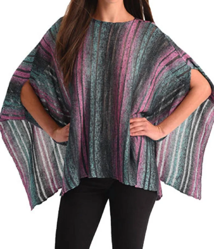 Color Cut-Out Poncho In Teal