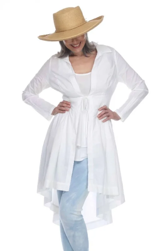 Victoria Knit Pleated Duster In White