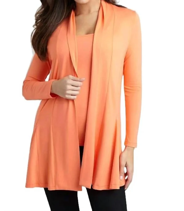 Draped Long Cardigan In Peach