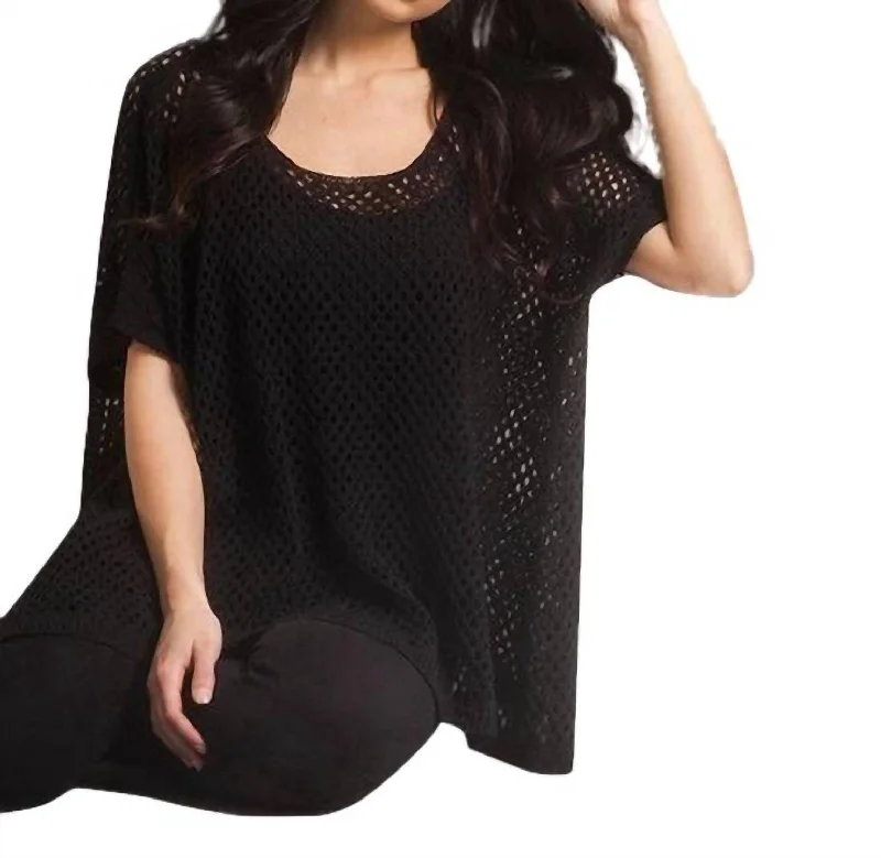 Crochet Poncho In Black