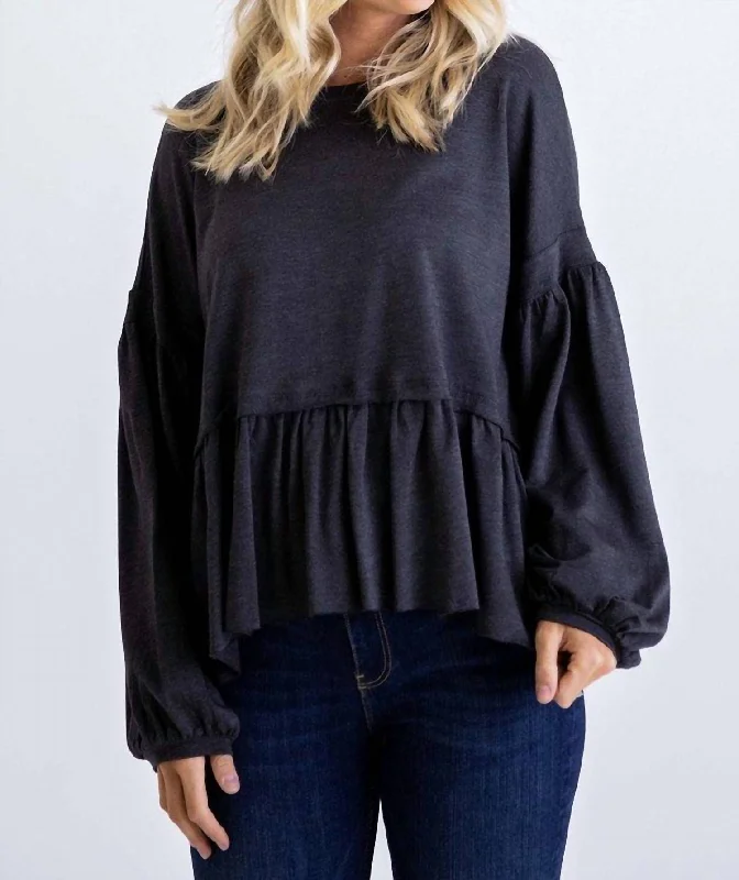 Knit Oversize Top In Charcoal