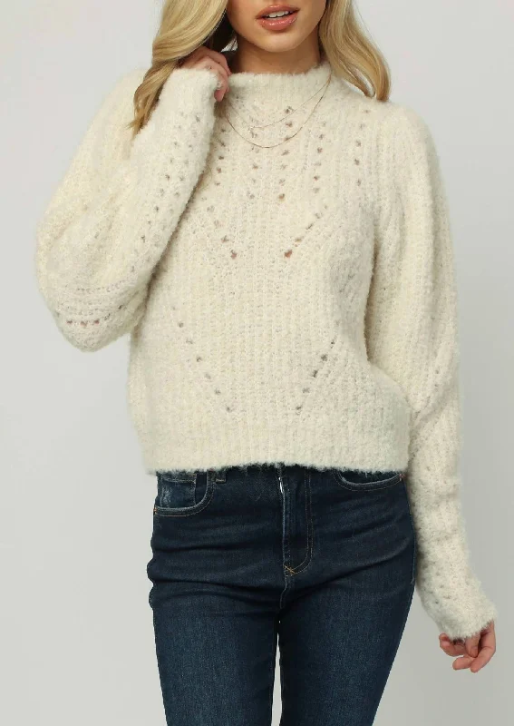 Madison Crewneck Sweater In Cream