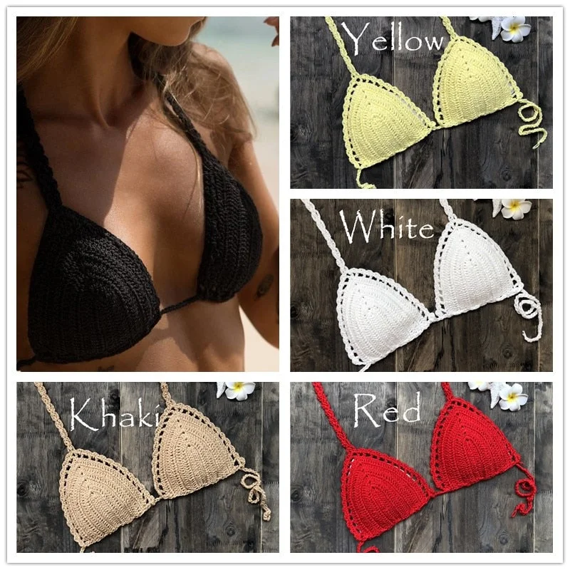 Sexy Bikini Top Crochet Strips Bandage Swimwear Beachwear Women Bikini Tops Swimsuit Female bathing suit biquinis feminino 2019