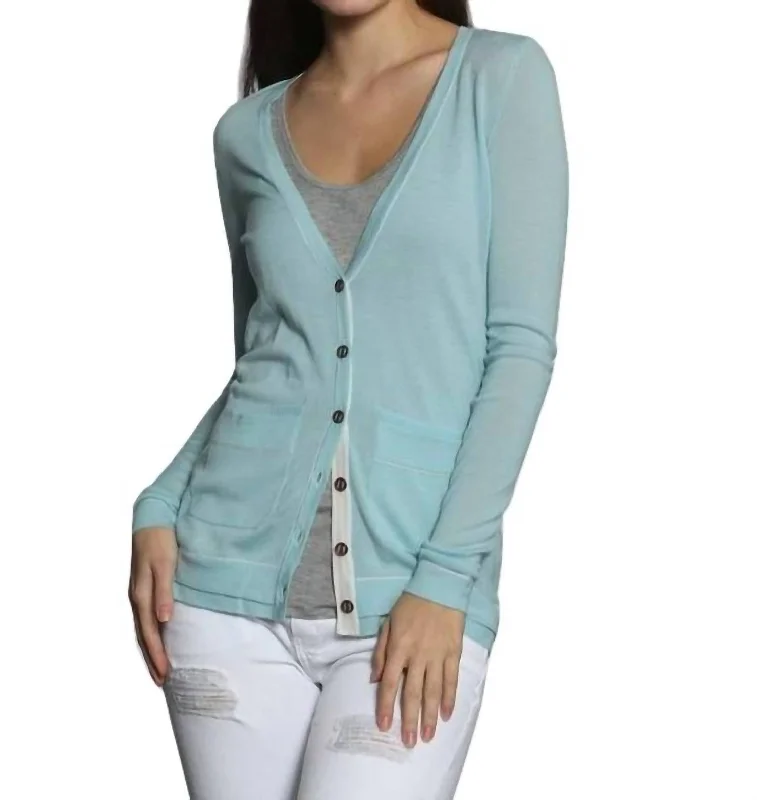 Double Rib Cardigan In Mint