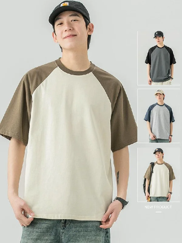 Cotton Round Neck Color Block T-shirt