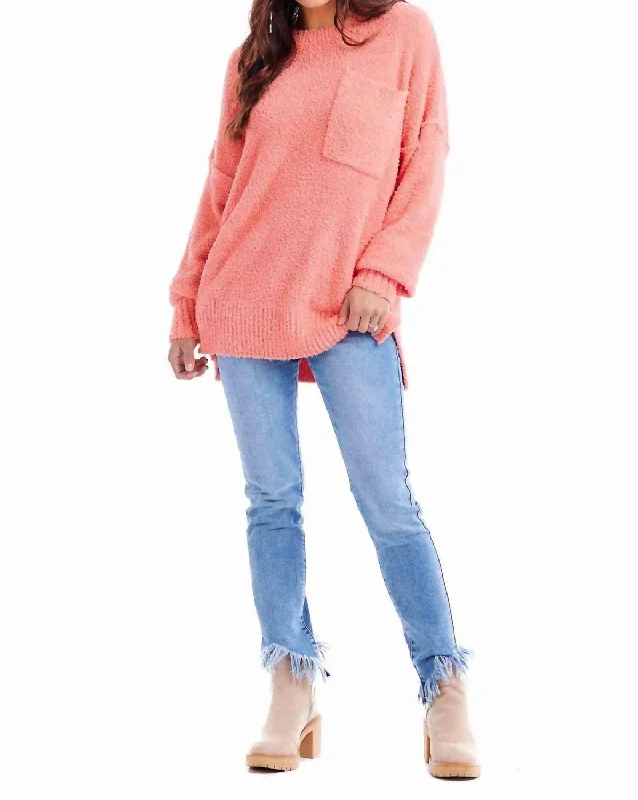 Rome Chenille Sweater In Coral