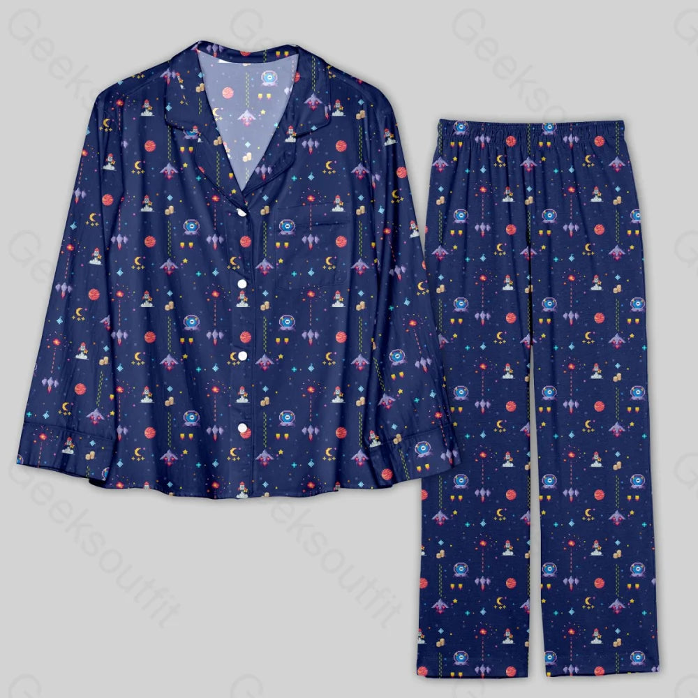 Retro Style Arcade Video Game featuring Space Pajamas Set