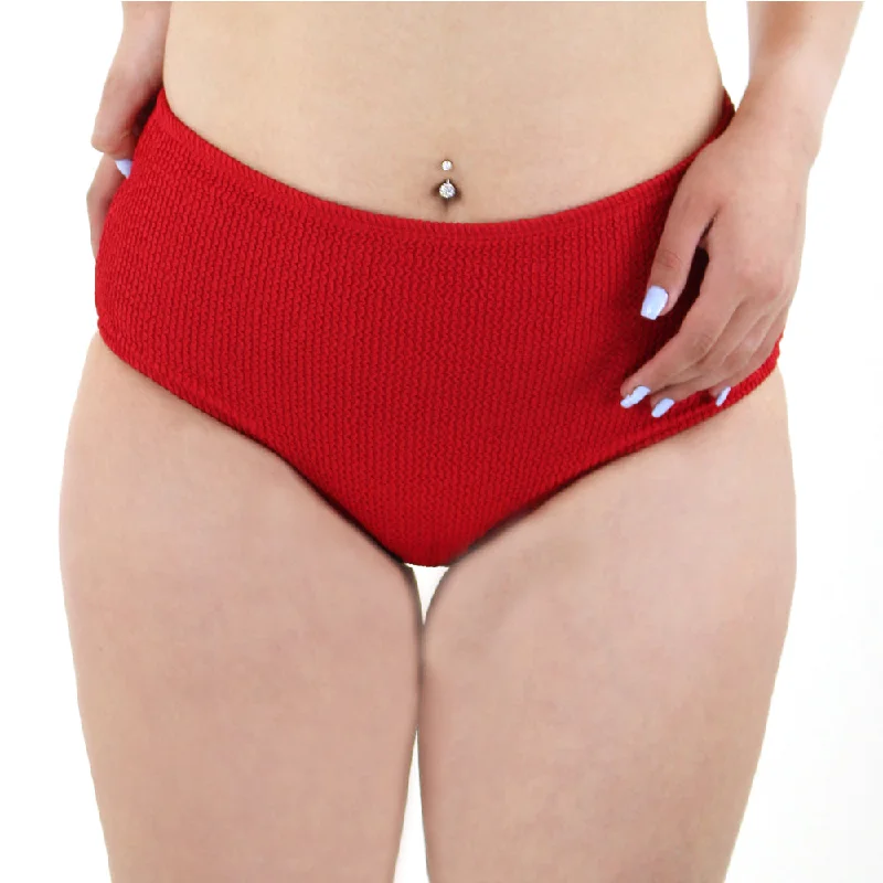 Women's Smocked Bikini Bottom,Red