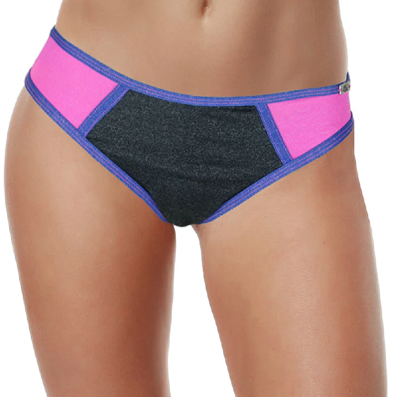 Women's BlockColor Bikini Bottom,Grey/Pink