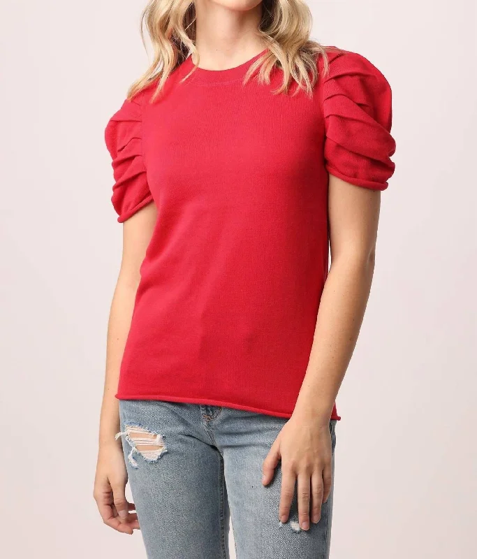 Nahla Short Sleeve Sweater in Lava Red