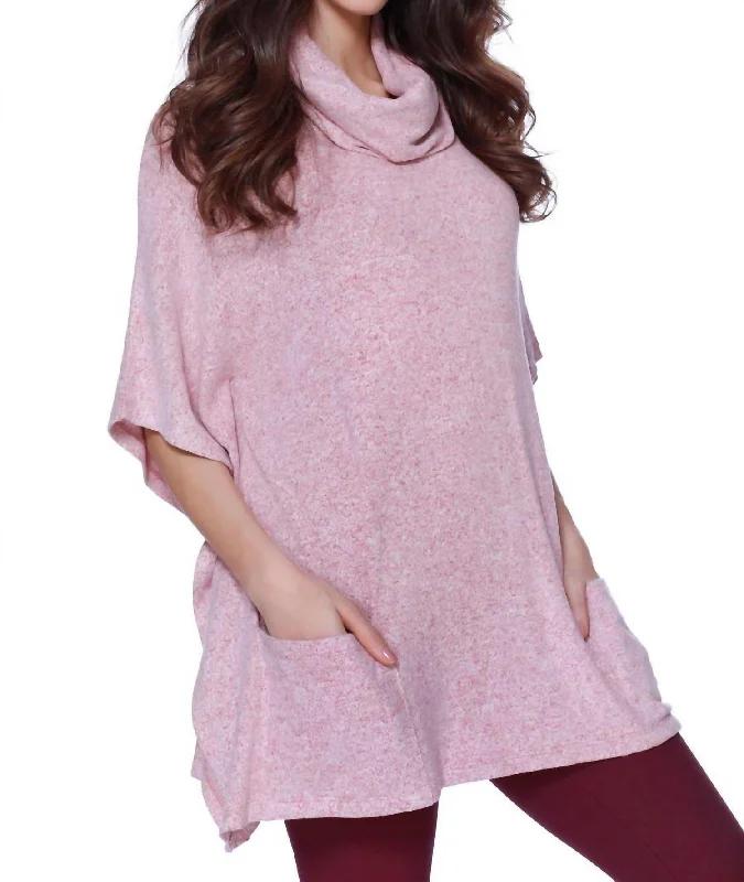 Harper Kashmira Cowl Neck Poncho In Rose