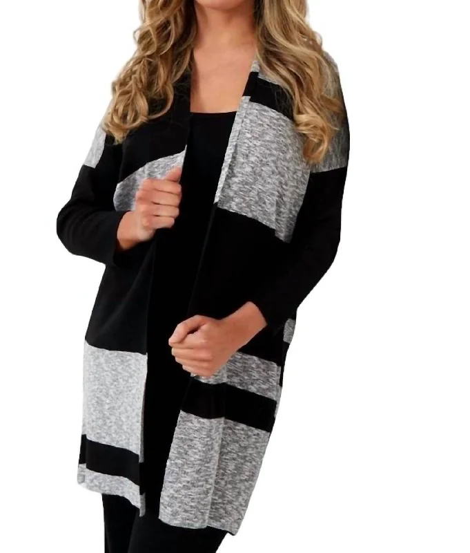 Color Block Cardigan In Black