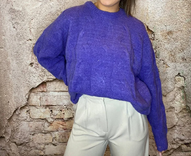 Cable Knit Sweater in Purple