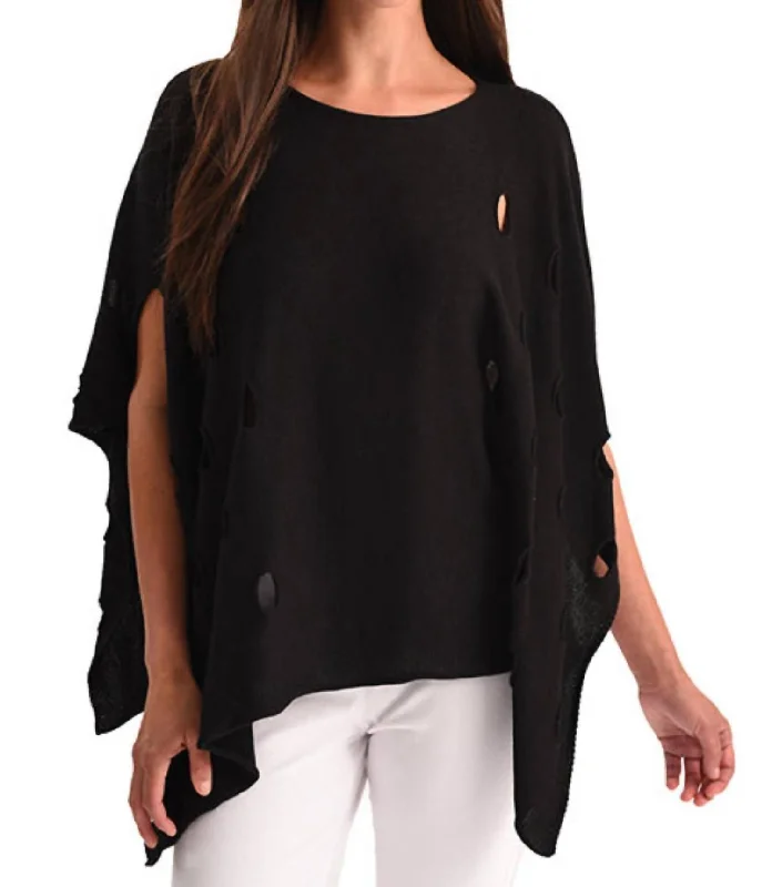 Cut Out Poncho In Black