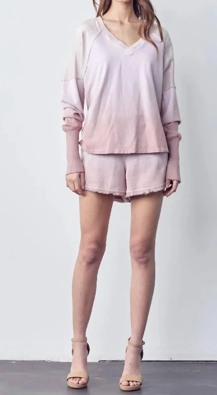 Long Sleeve Top in Ombre Dye