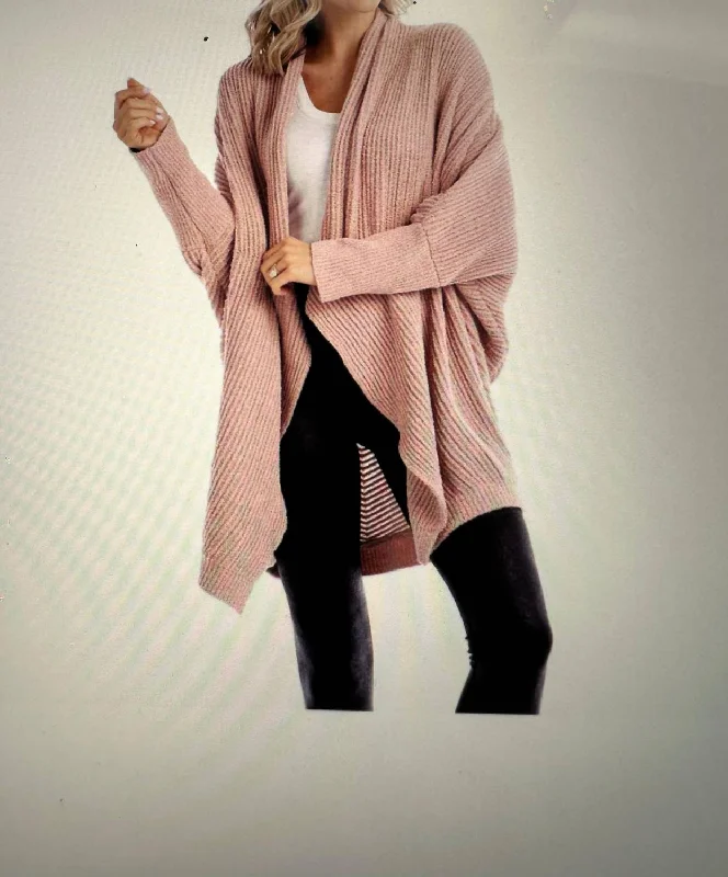 Bonnie Draped Cardigan In Pink