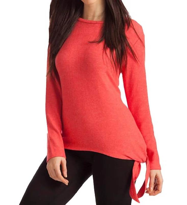 Ellie Side Tie Kashmira Sweater In Coral