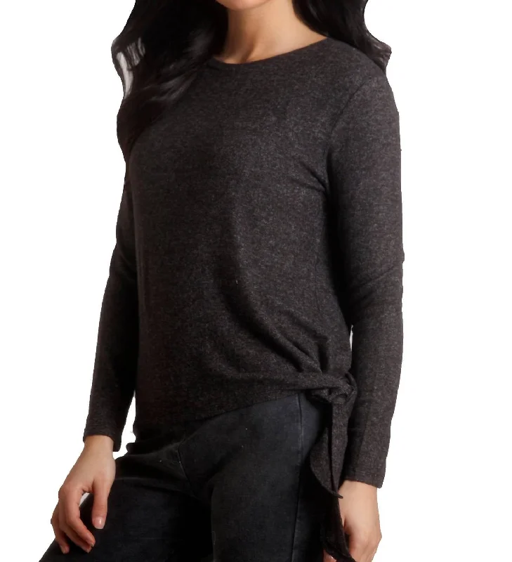 Ellie Side Tie Kashmira Sweater In Charcoal