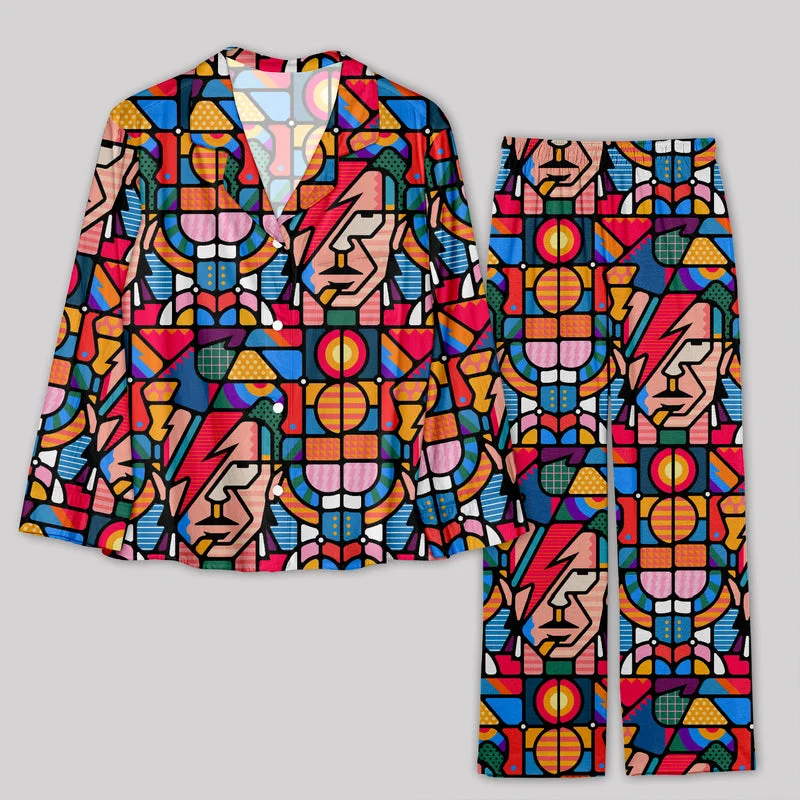 David Bowie Colorful Geometry Modern Art Pajamas Set