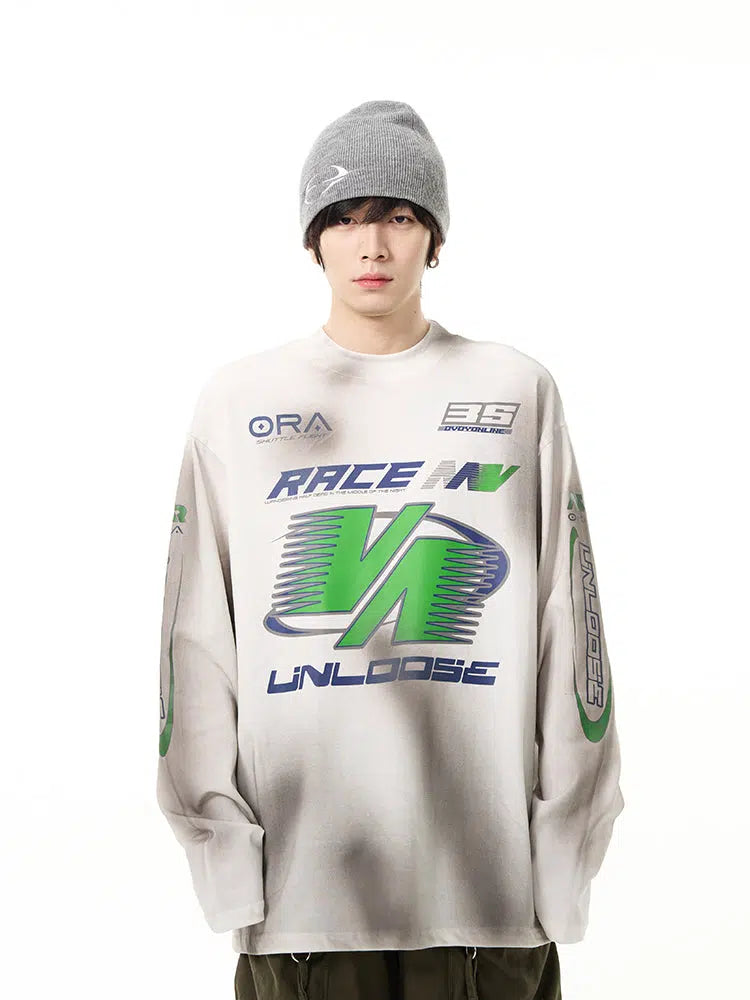 Racing Printed Round Neck Sweatshirt