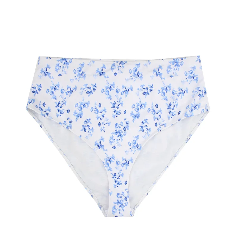 Women's High Waist Floral Bikini Bottom,White