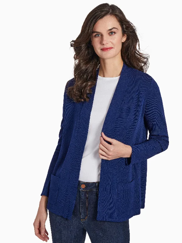 Open Front Ribbed Icon Cardigan