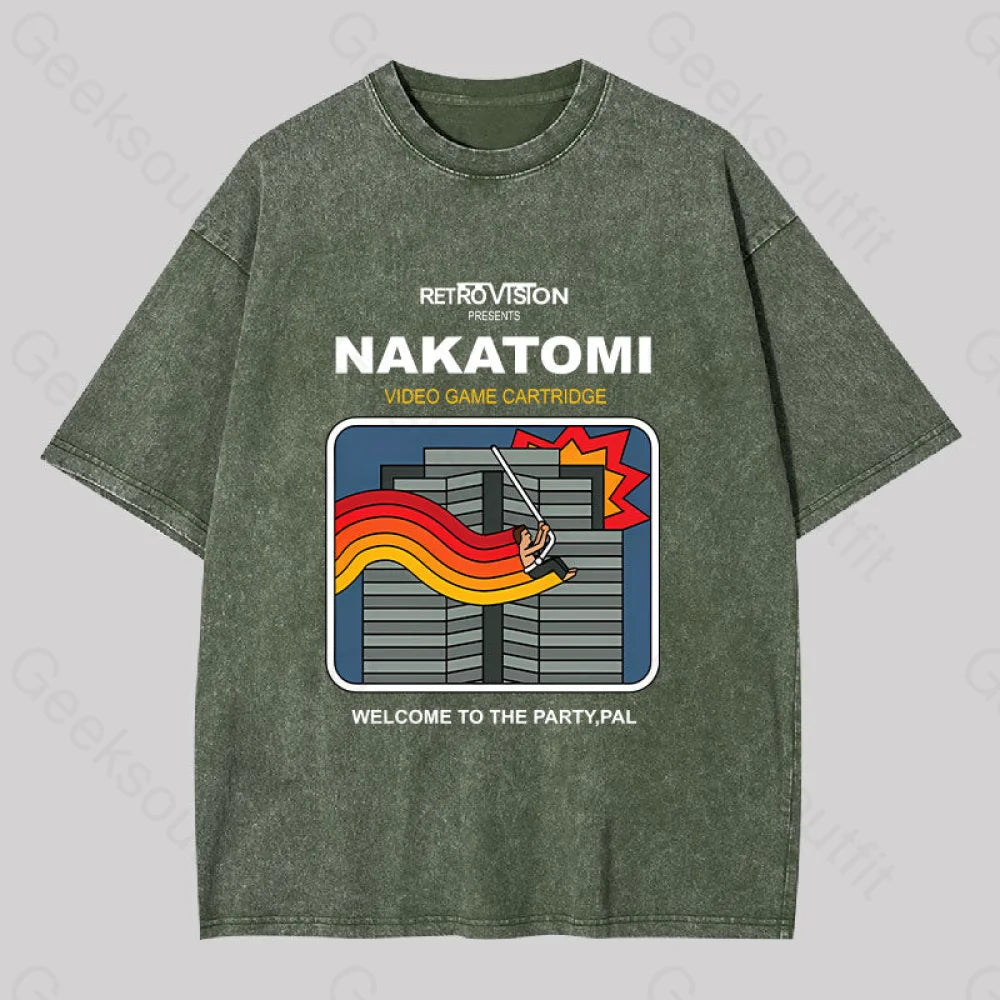 Retro Nakatomi Game Washed T-shirt